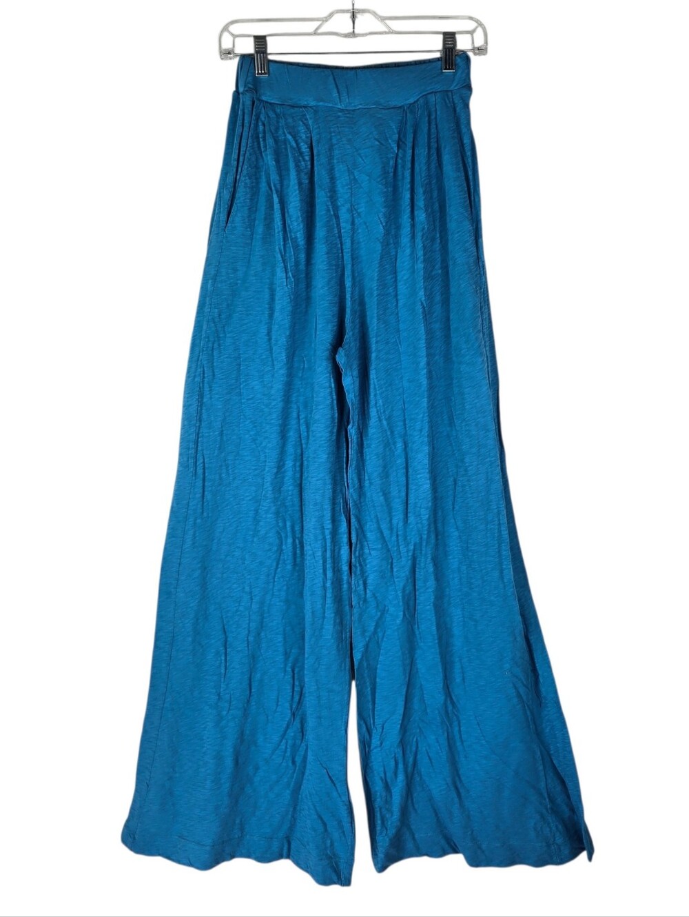 NEW Laird Womens Medium TALL 100% Cotton Blue Wide Leg Lounge Flare Pants
